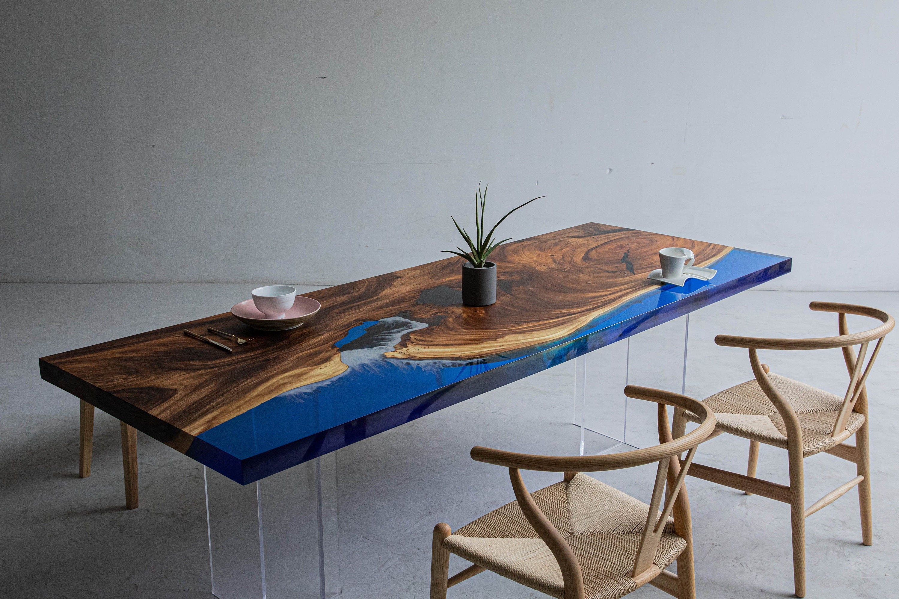 Table à manger, table en bois massif, table en bois massif d'acacia