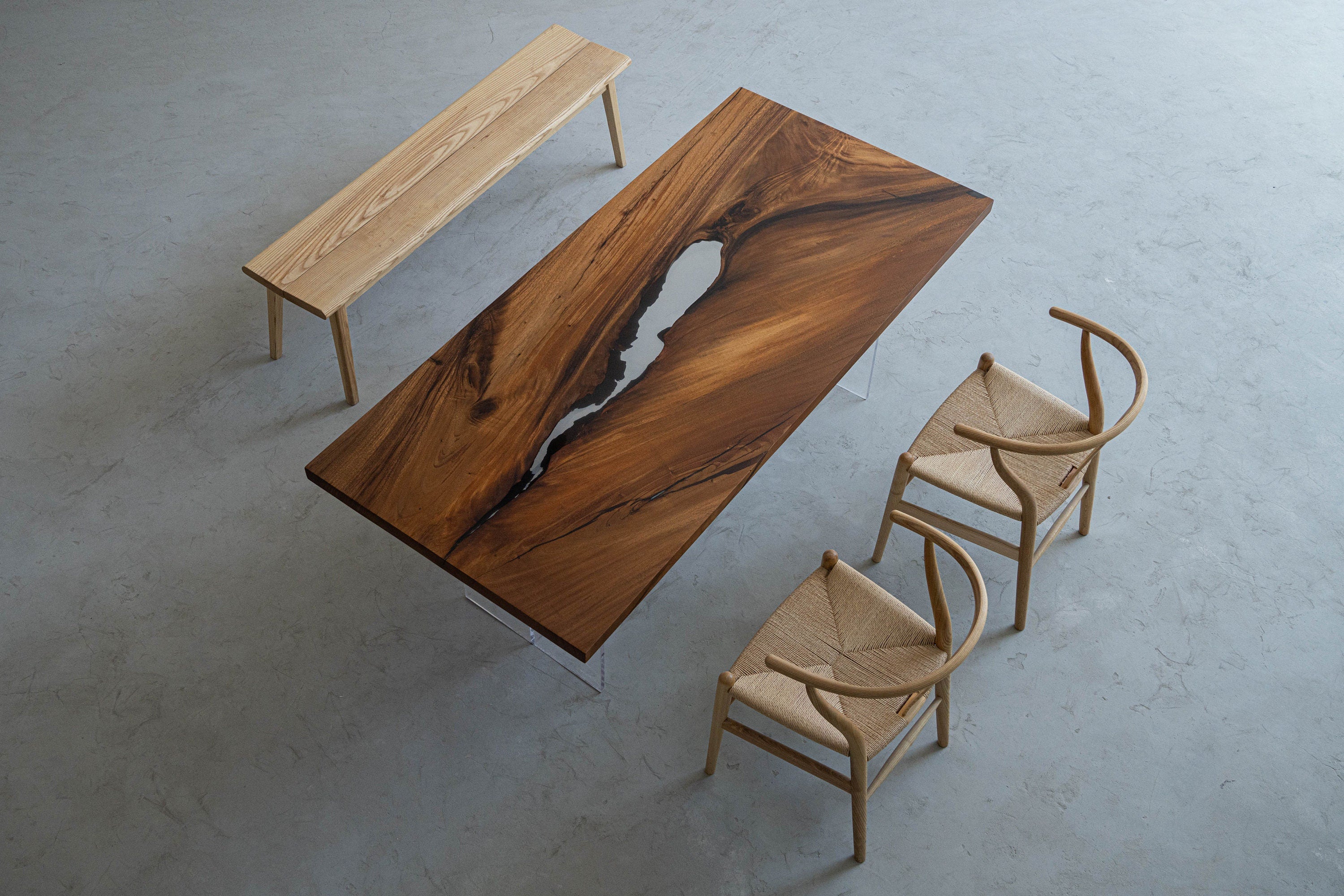 Mesa completa de resina epoxi de nogal, mesa marrón, mesa de epoxi marrón,