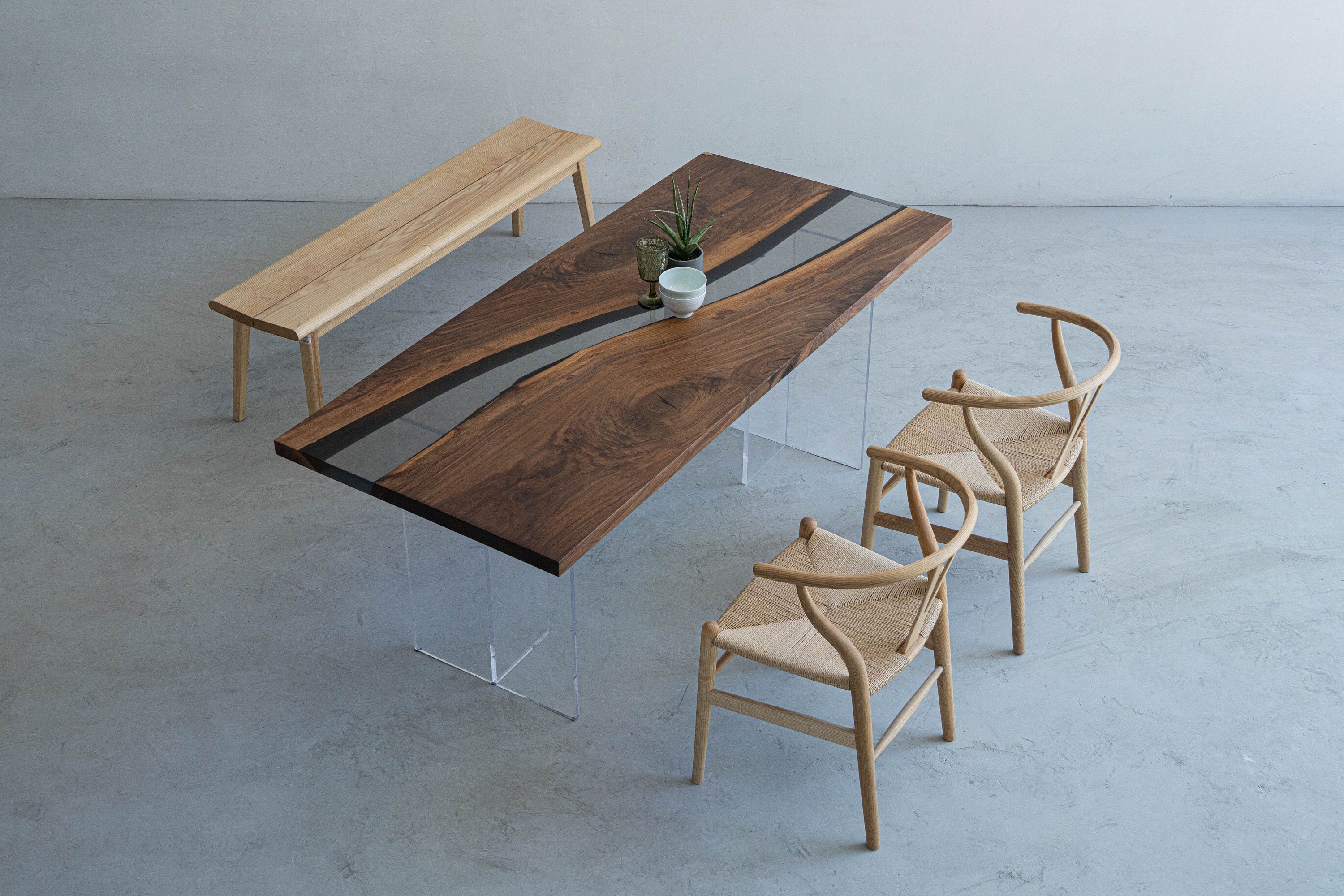 Custom River Table Epoxy Resin Coffee Table, Dining Room Wood Furniture - SlabstudioHongKong