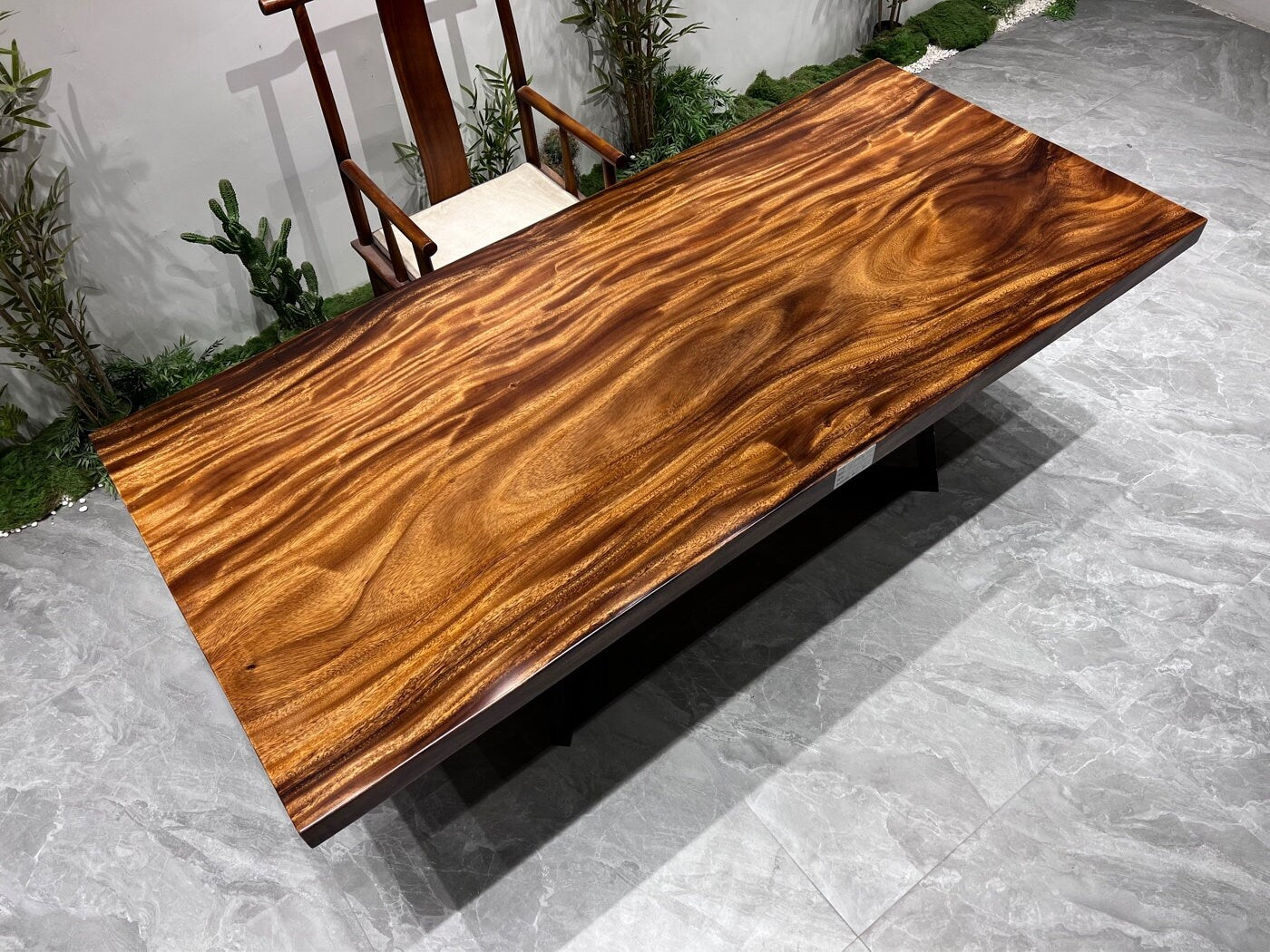Losa superior de mesa Monkeypod, mesa de comedor, mesa de troncos, mesa de madera