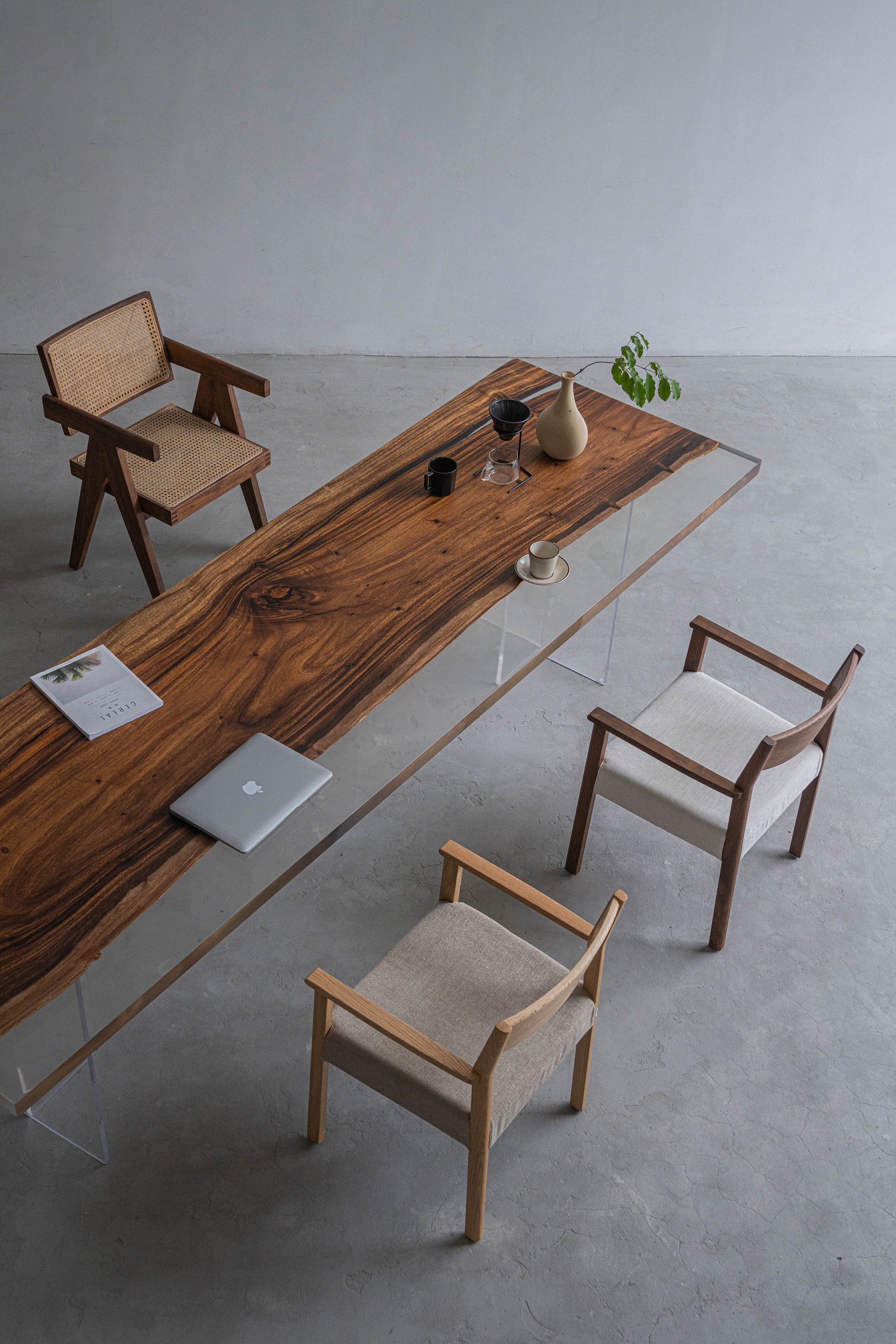 ダイニングテーブル/ダイニングテーブルエポキシデスクテーブル、高級リバークリアエポキシ木製テーブル