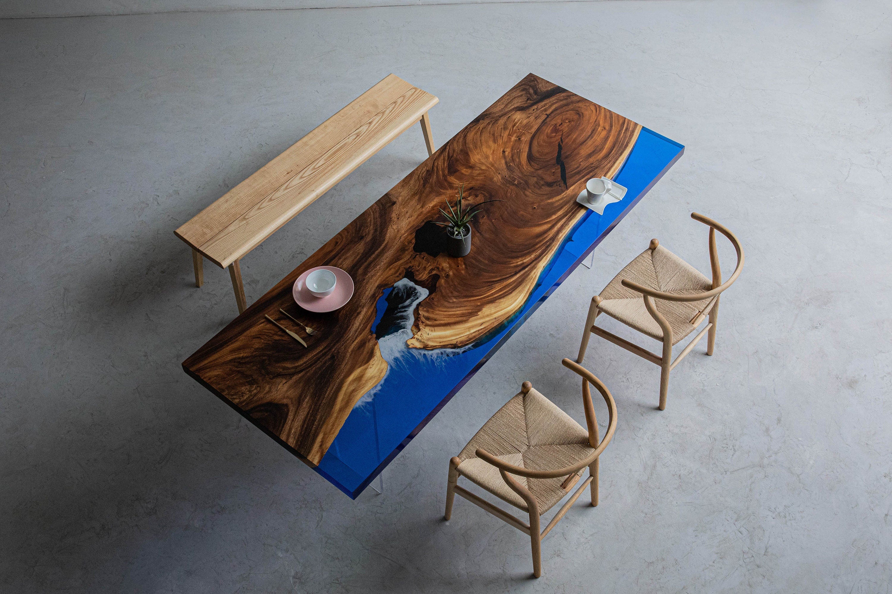 Mesa de jantar, mesa de madeira maciça, mesa de madeira maciça de acácia