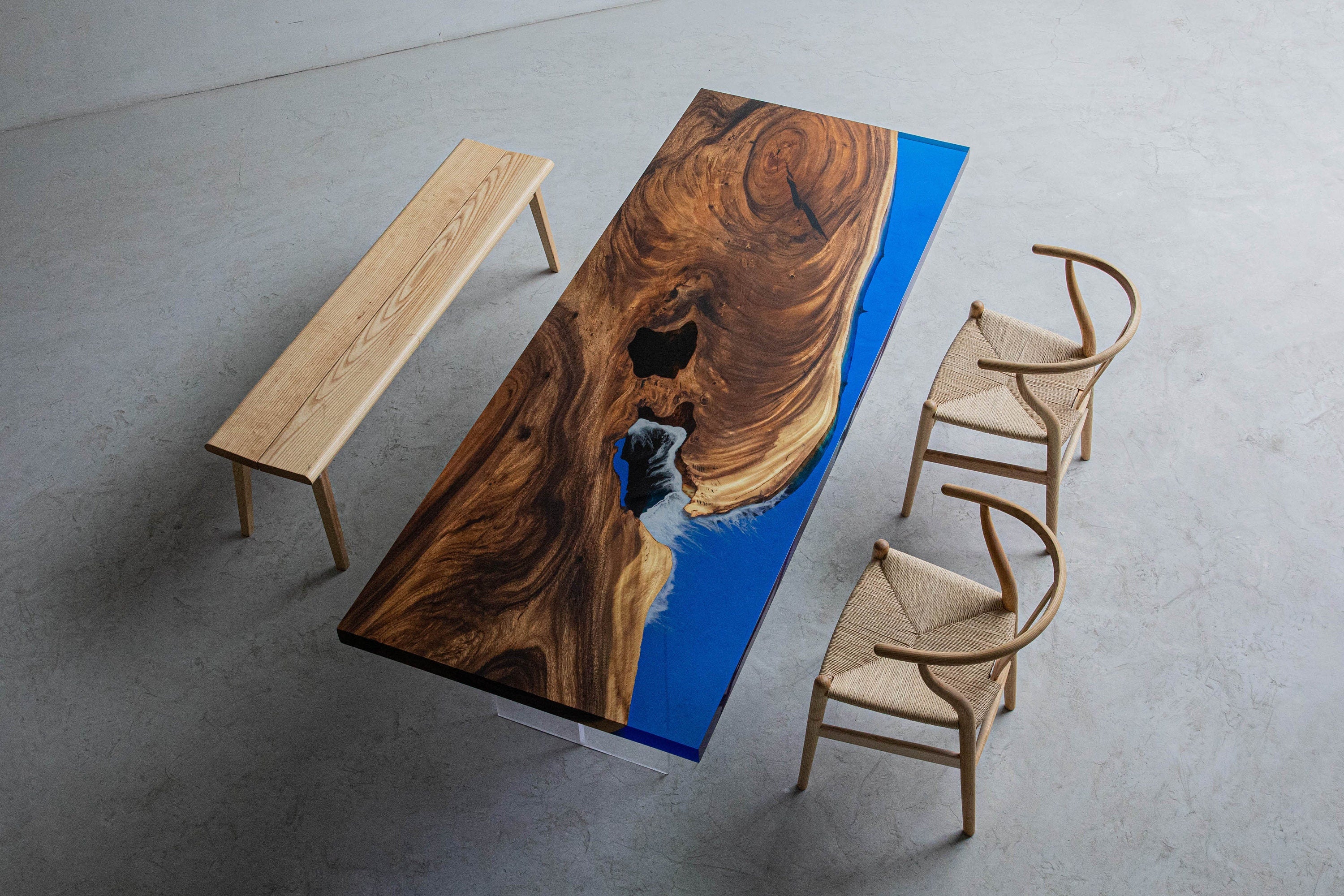 Mesa de jantar, mesa de madeira maciça, mesa de madeira maciça de acácia