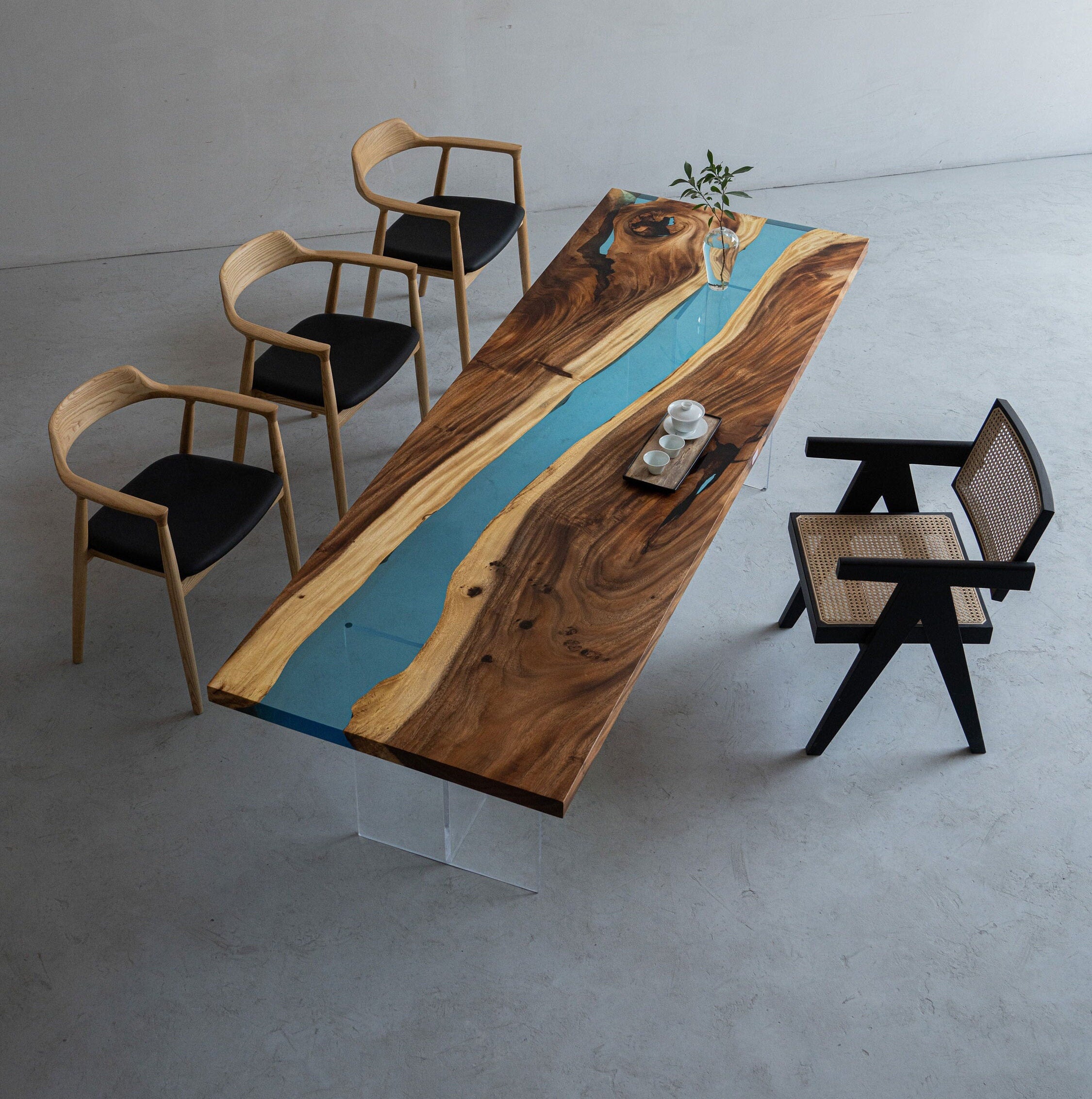 epoxy wood table, Custom Live Edge, Epoxy Dining Table - SlabstudioHongKong