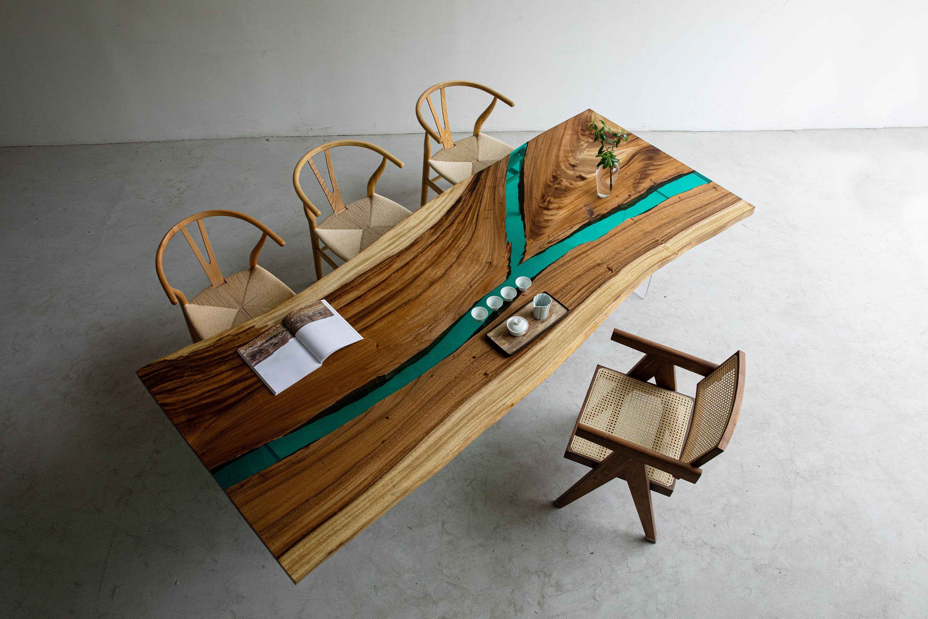 unique dining table, Custom handmade epoxy table, resin river table, walnut epoxy table - SlabstudioHongKong