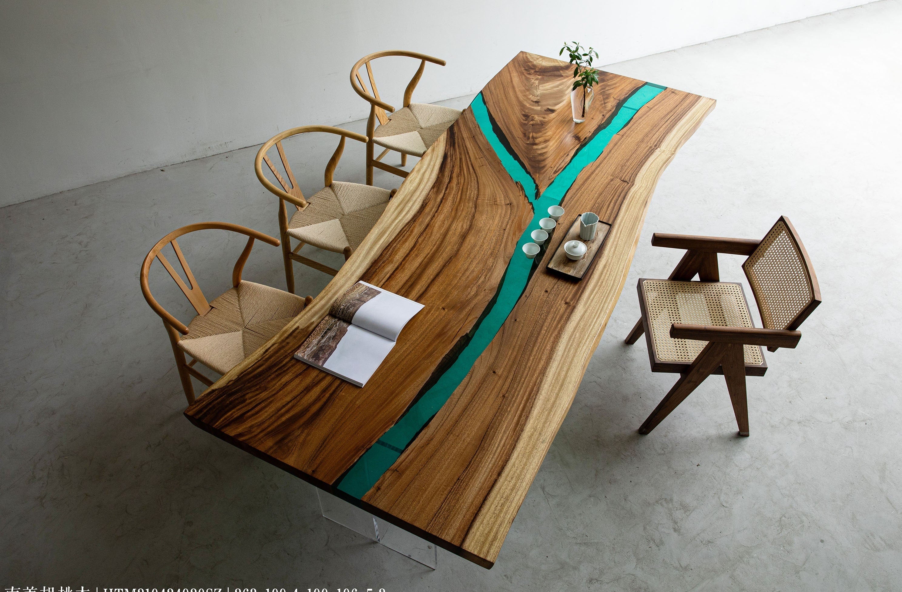 unique dining table, Custom handmade epoxy table, resin river table, walnut epoxy table - SlabstudioHongKong