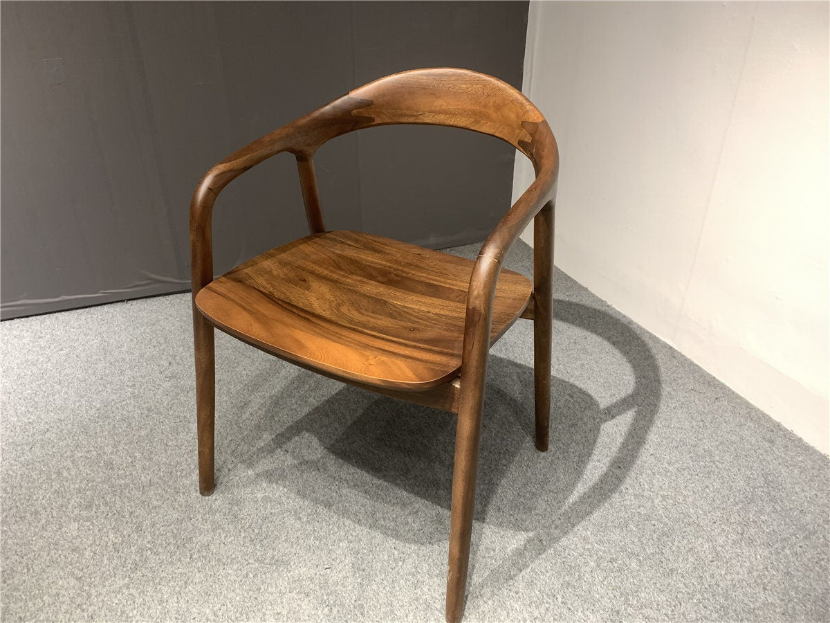 silla de madera de nogal, no silla de comedor de madera con borde vivo, madera maciza