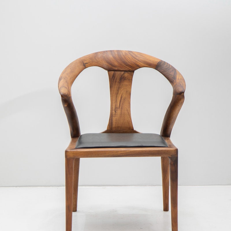 valnøddetræ stol, stol, Mid Century Modern Chair, Skrivebordsstol, Spisestuestole, Læderstole, Mid Century Chair