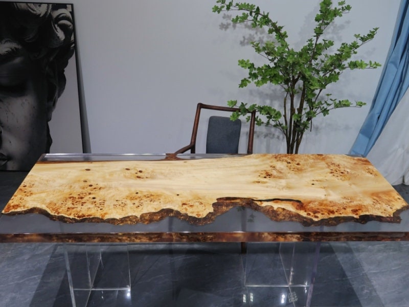 Resin Table,Dining Table,handmake table, one piece table, white color expoxy resin table