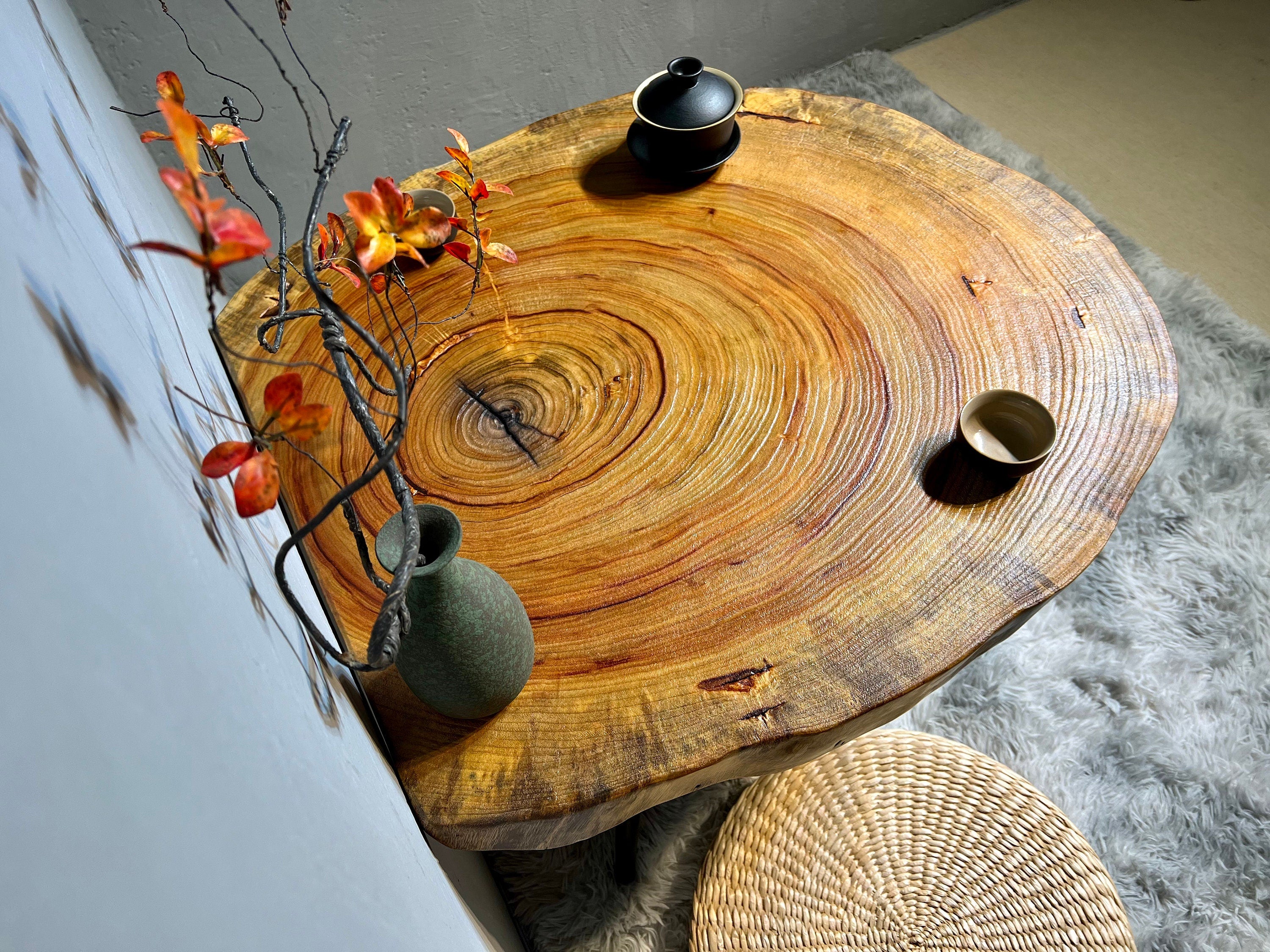 mesa de centro de madera de borde vivo, mesa de madera de olivo, mesa de centro de madera de alta calidad