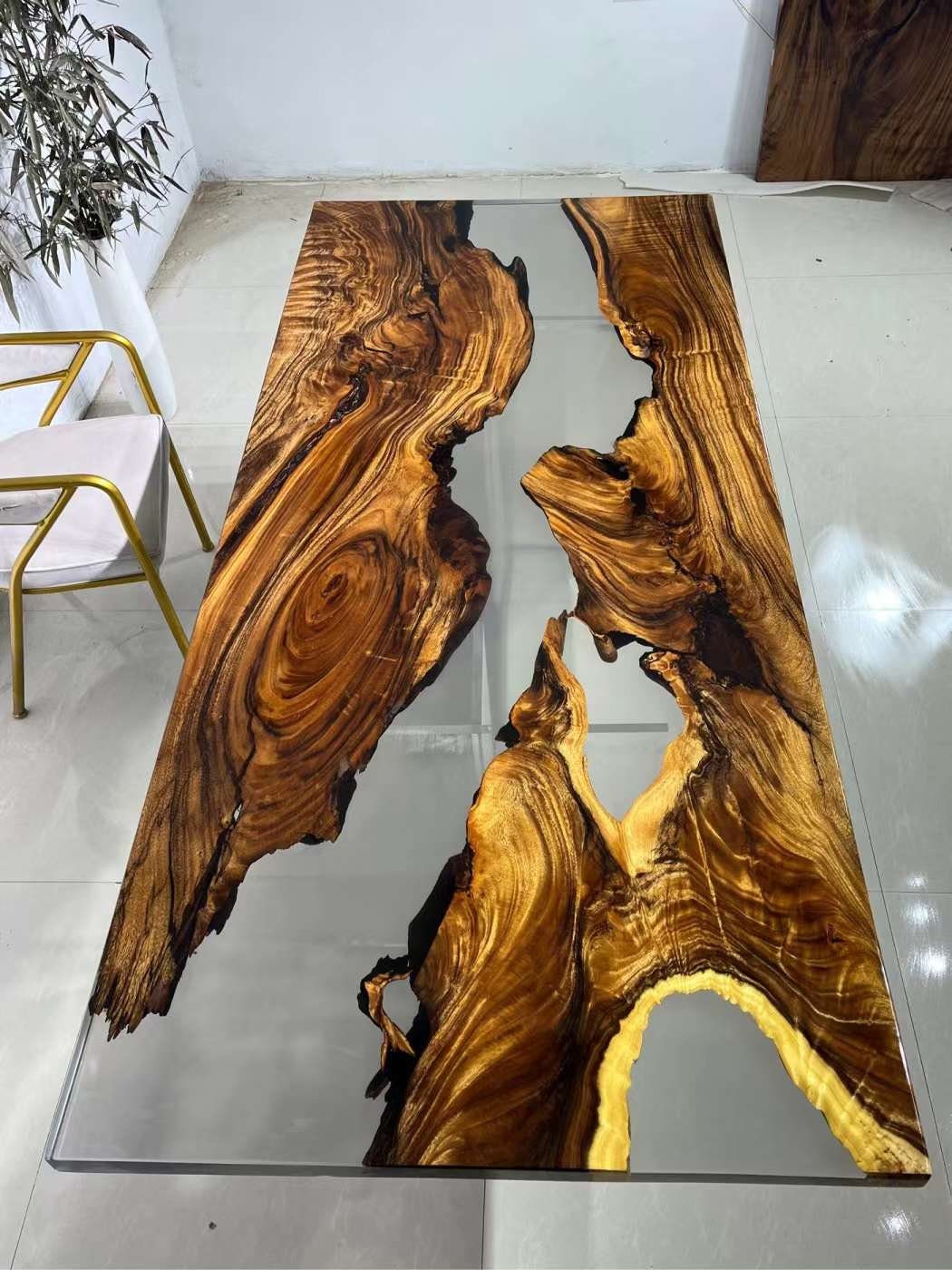 high quality Epoxy resin Dining Table, Walnut Resin Table, Special Order Walnut Epoxy Table