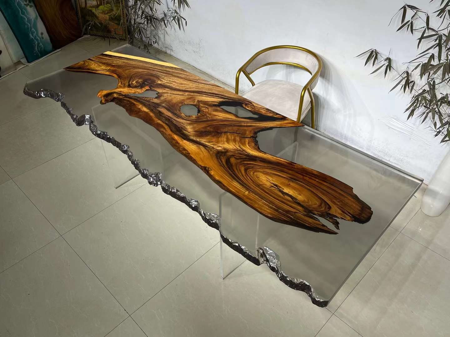 diseño personalizado, mesa de comedor de resina epoxi con borde vivo, mesa de borde vivo con epoxi, mesa de epoxi