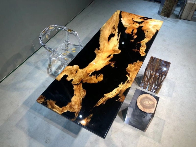 Black slab, Black, Black river epoxy table, Custom handmade epoxy table