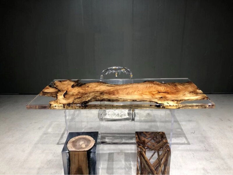 Mesa epoxi hecha a mano, Muebles transparentes, mesa de comedor, mesa de alta calidad, regalo