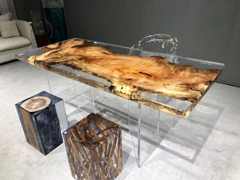 Mesa epóxi artesanal, móveis transparentes, mesa de jantar, mesa de alta qualidade, presente
