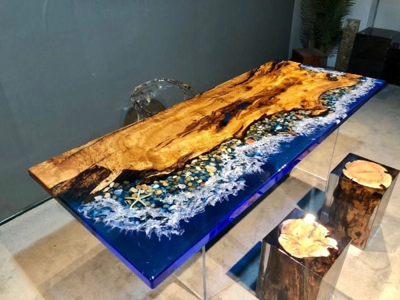 Esclusivo fiume epossidico, legno di canfora massiccio in resina, decorazioni per caffetteria su ordinazione
