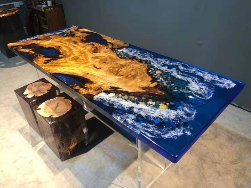Epoxy Resin Dining Table, Handmade , Epoxy Resin, Ocean, Dining Table