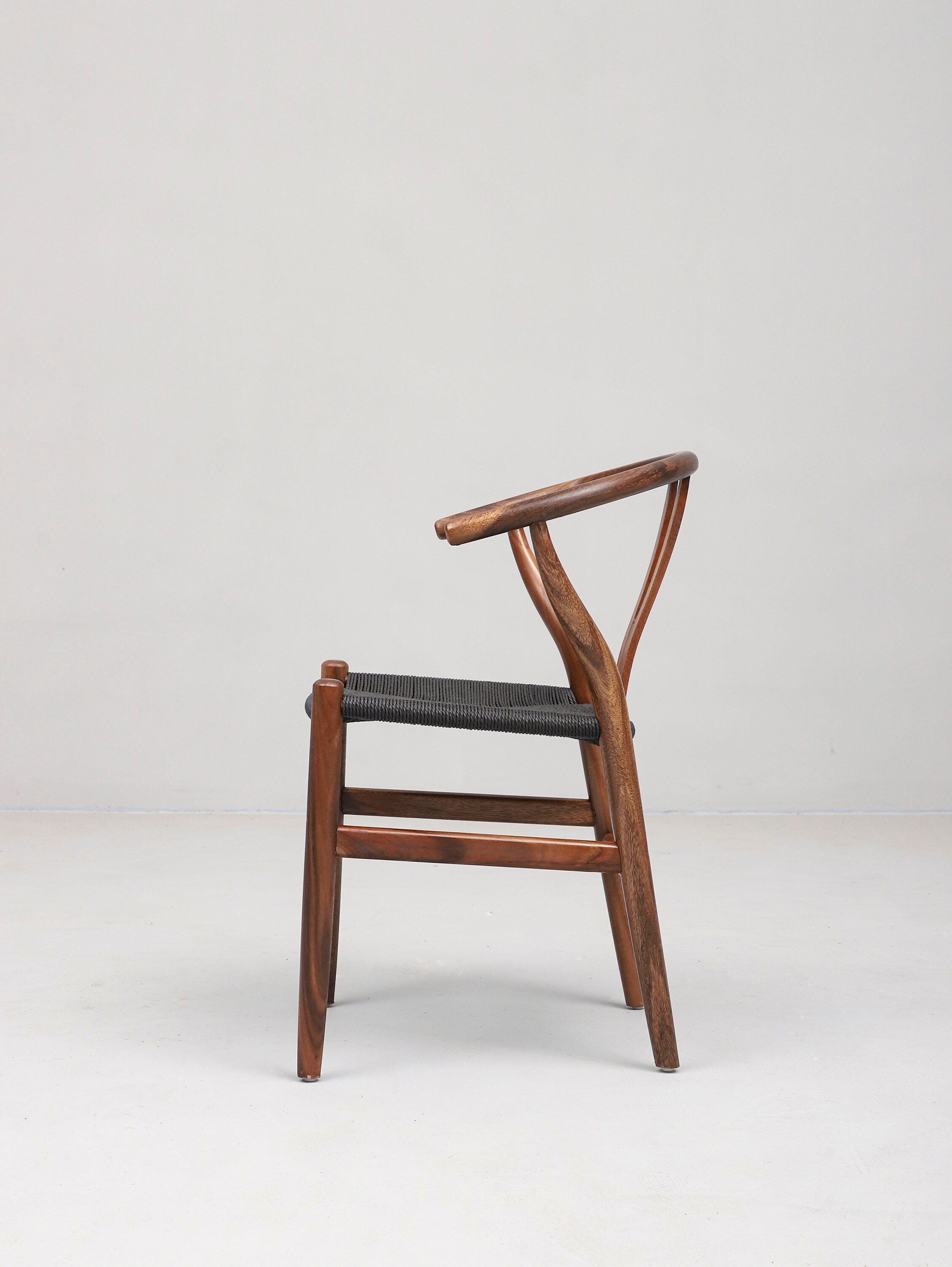 Hampsäte trästol, enkel design trästol, Mid Century Modern Chair, läderstol, matstol i läder