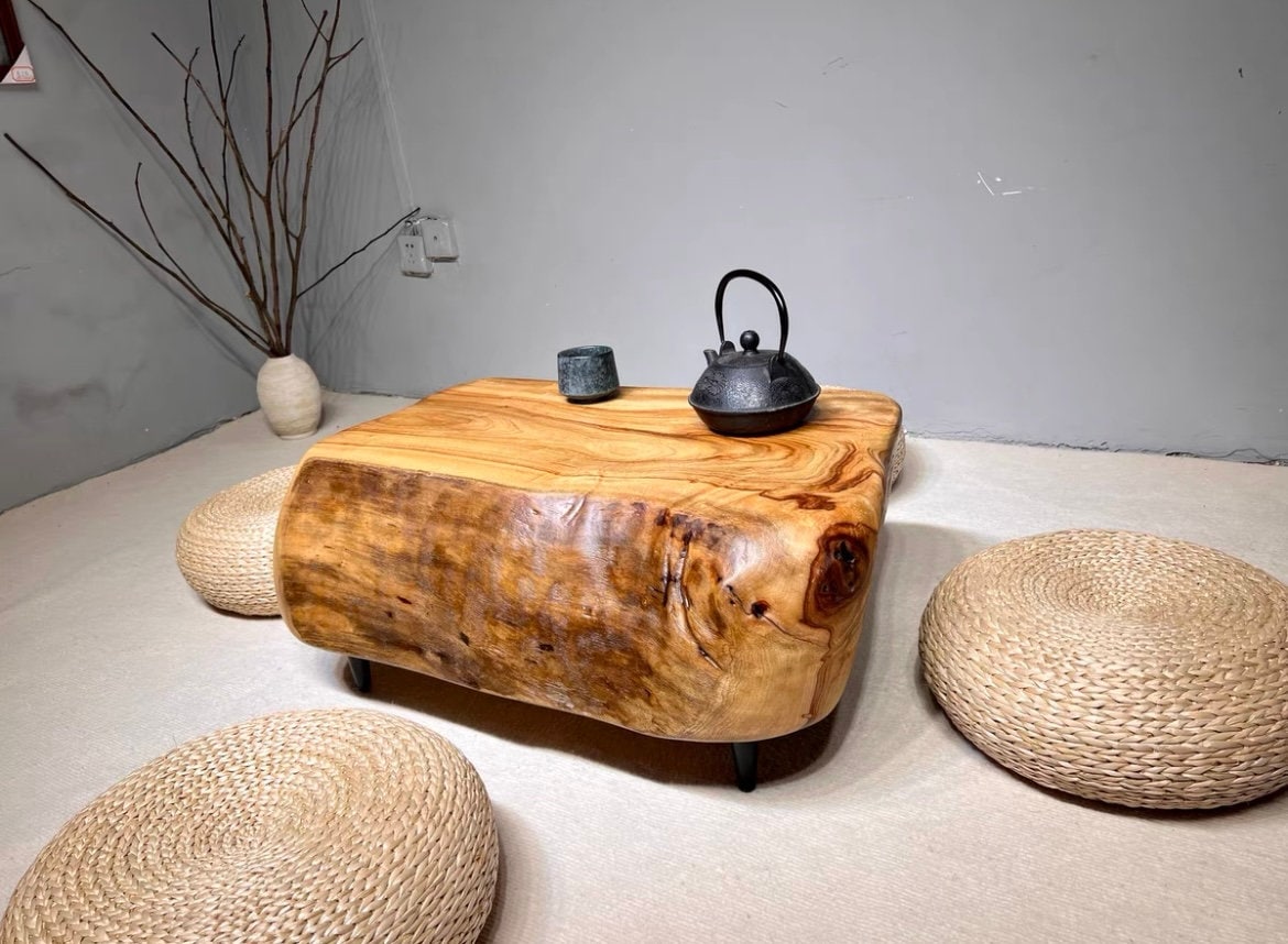 Mesa de centro de uma peça, mesa de centro de madeira maciça, feita sob encomenda