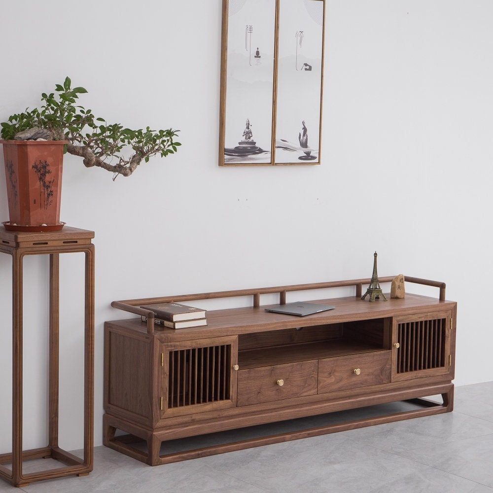 Japanese Style Solid Wood TV Stand: Elegant Simplicity, Functional Design