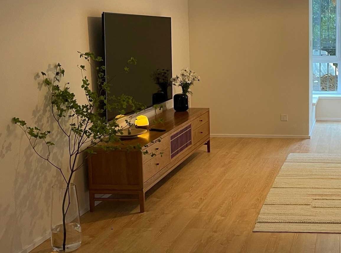 Mueble para TV moderno de estilo japonés: simplicidad de inspiración zen, diseño contemporáneo