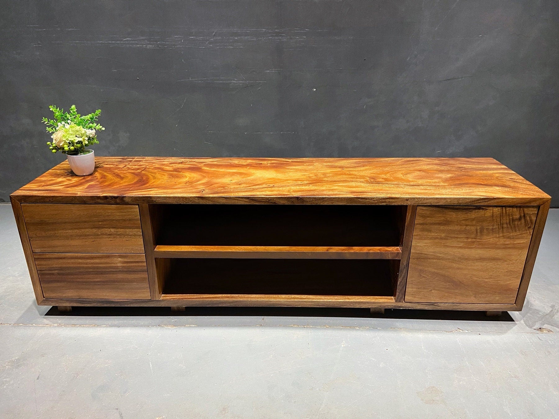 Natural wood furniture, Media cabinet made of walnut wood, Record Player Stand