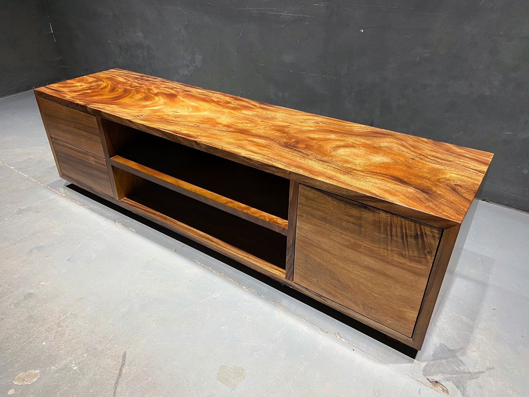 Natural wood furniture, Media cabinet made of walnut wood, Record Player Stand