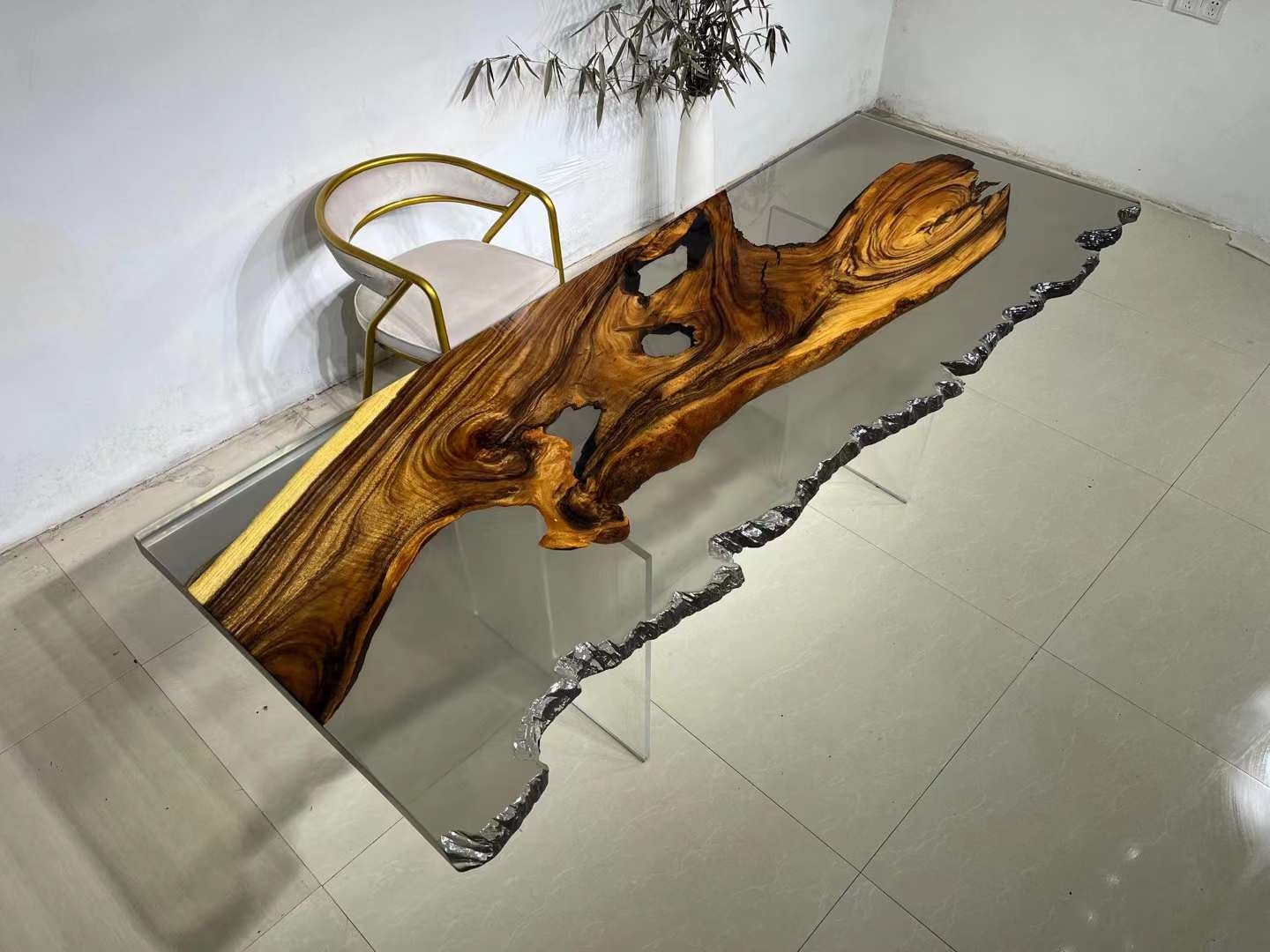 design personalizado, mesa de jantar de resina epóxi de borda viva, mesa de borda viva epóxi, mesa de epóxi