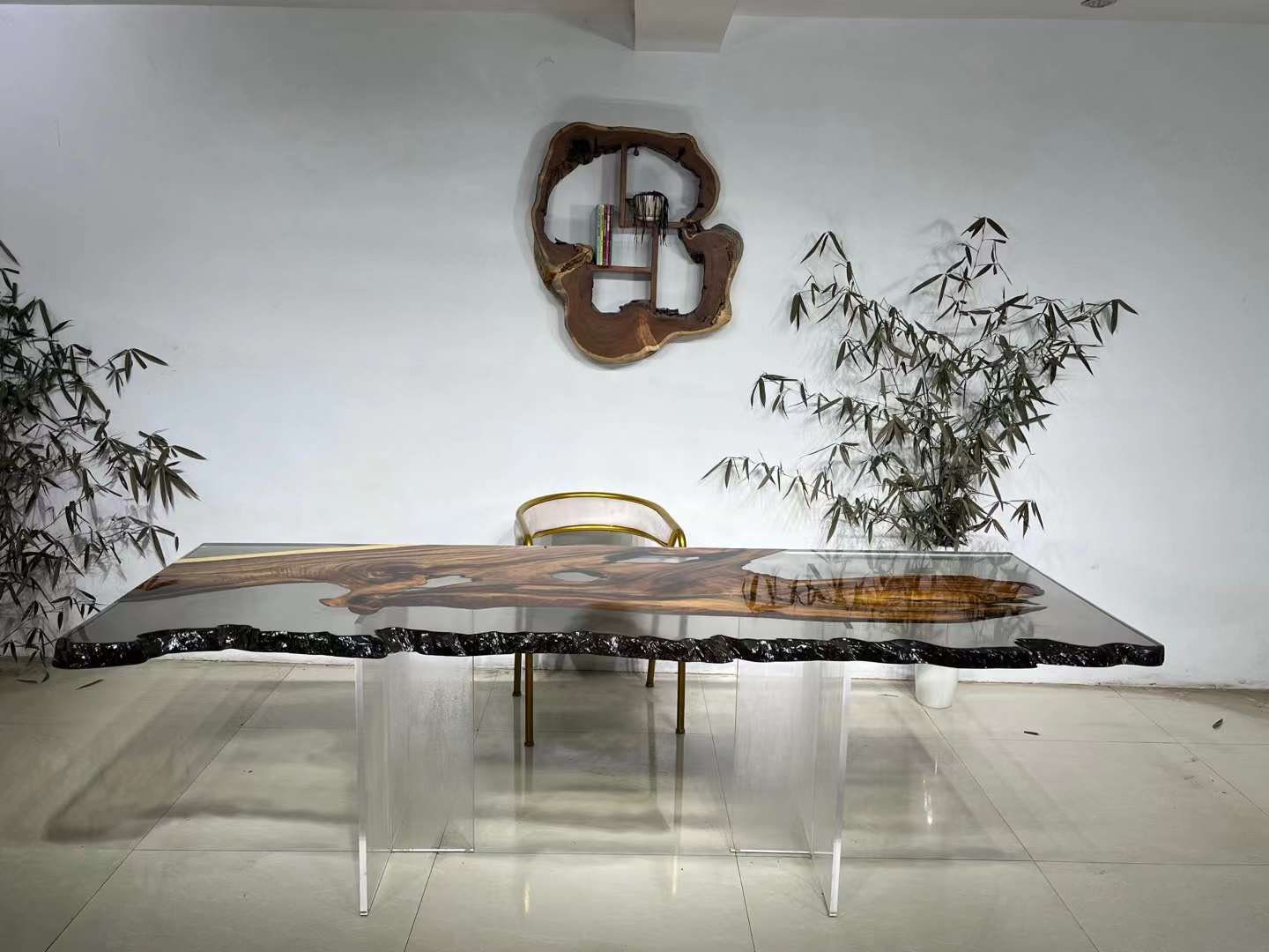 تصميم مخصص، طاولة طعام راتنجات الايبوكسي ذات الحافة الحية، طاولة ذات حافة حية من الايبوكسي، طاولة إيبوكسي