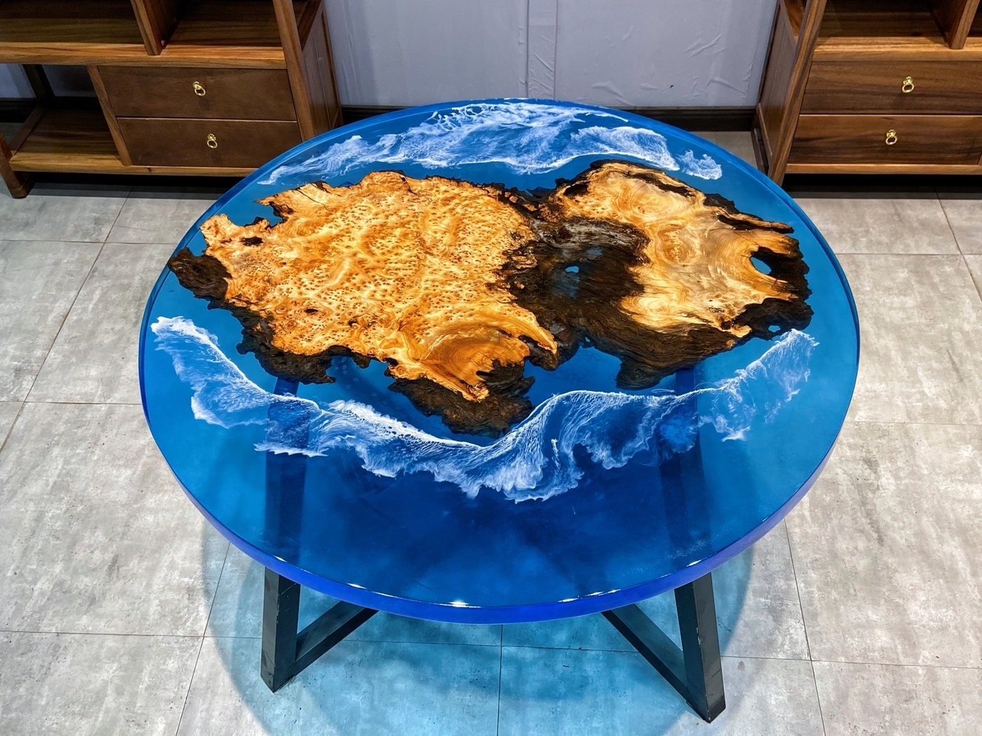 Handmade Unique Live Edge Epoxy Resin River camphor Wood, resin dining camphor wood coffee table
