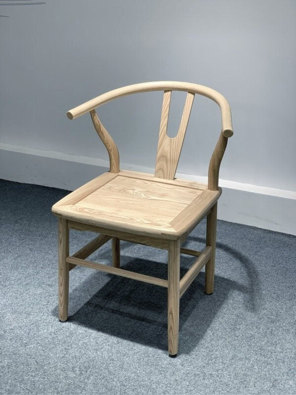Cadeira de cinza branca, cadeira de madeira maciça, cadeira lateral, cadeira de madeira, não madeira de nogueira