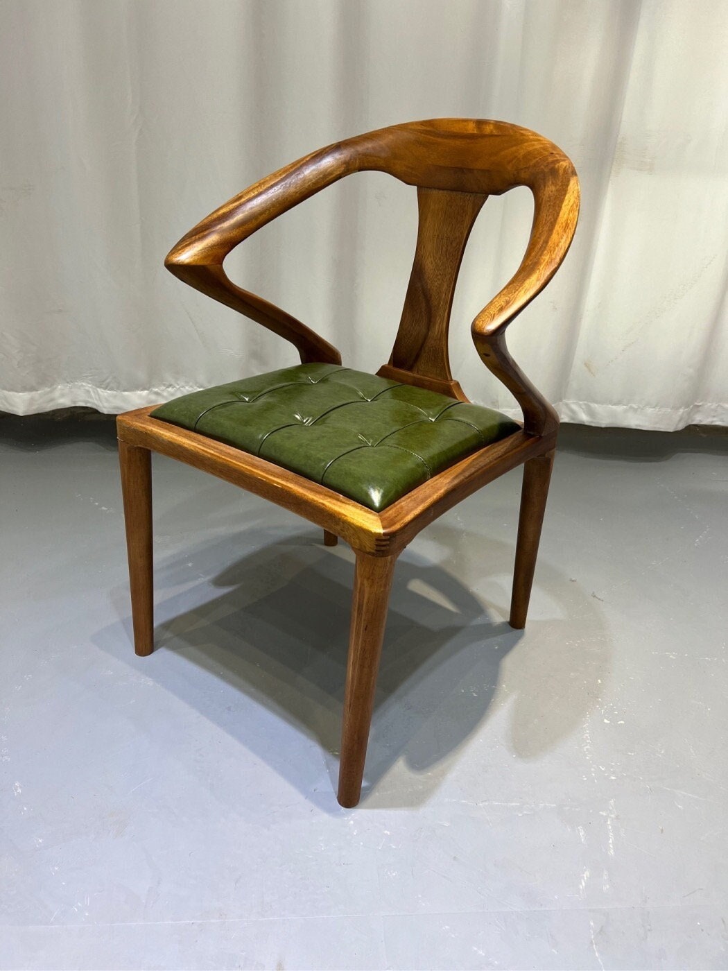 trästol, stol, Mid Century Modern läderstol, Läderstolar, Mid Century Chair