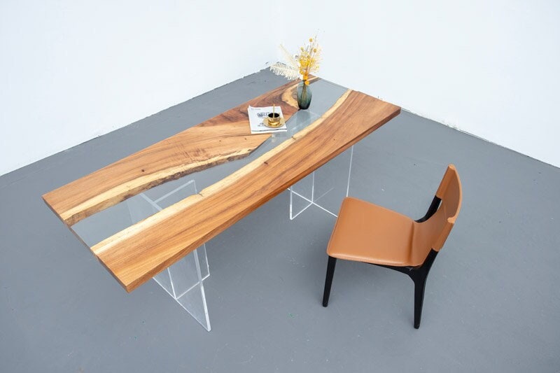 Table en résine époxy Vivid Edge, table spéciale en résine de bois époxy