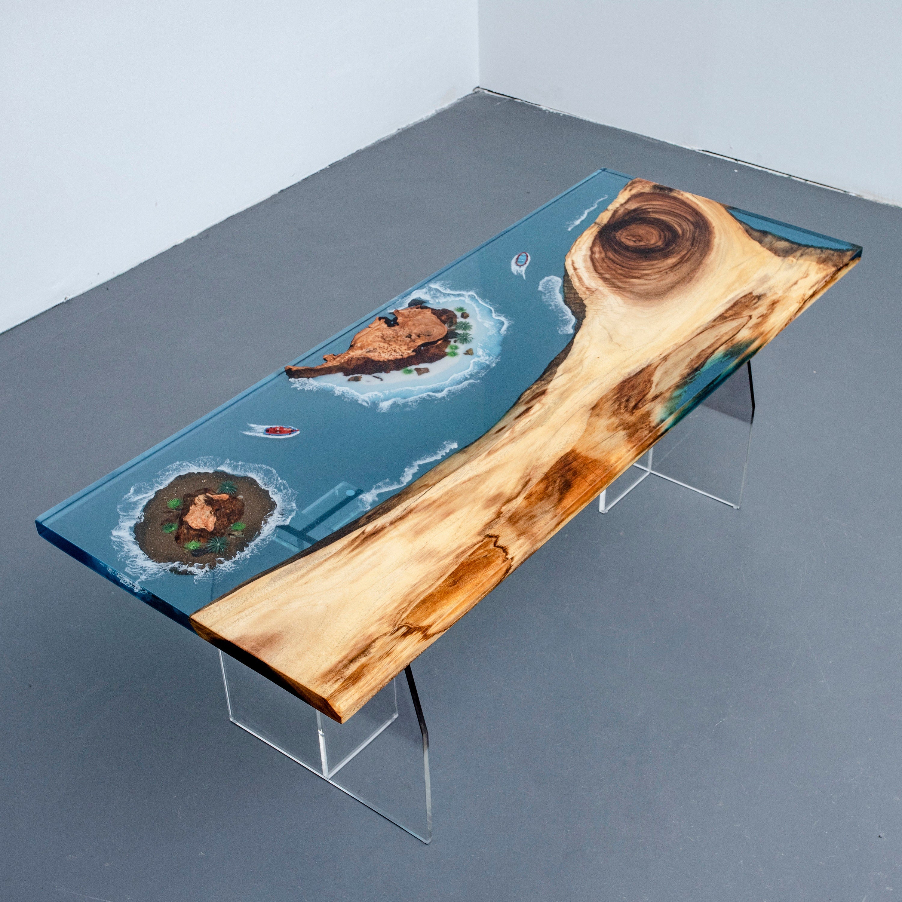 カスタムエポキシテーブル、ウォールナットナチュラル装飾オーダーメイド