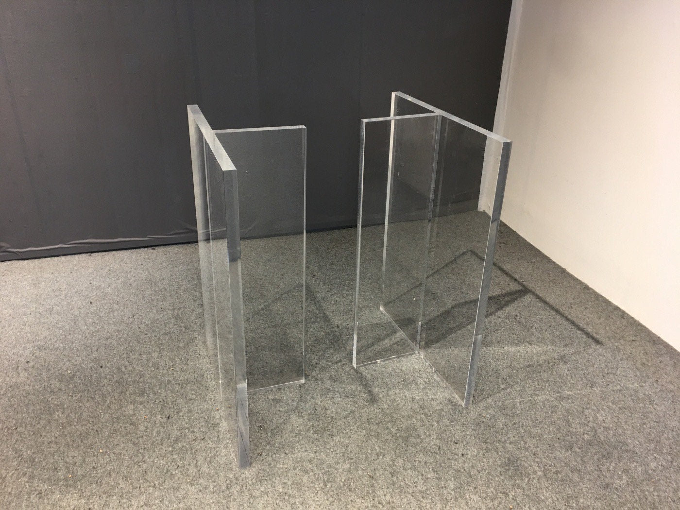 Acrylic table Leg, transparent table leg, slab acrylic leg, thickness: 3 cm (set of 2)