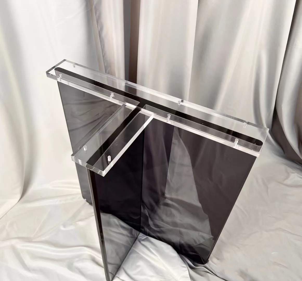 Perna de mesa em acrílico preto, perna de mesa transparente, perna em placa de acrílico, espessura: 2 cm (conjunto de 2)