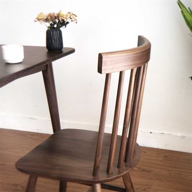 Højrygget sort valnød stol, Windsor stole, antik Spindle Back Chair, valnød stol, Solid Wood stol