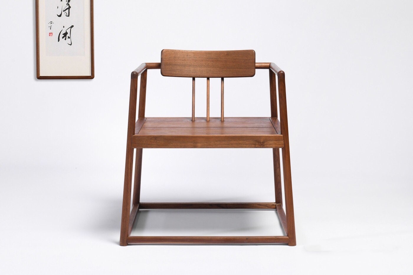Minimalist black walnut chair, Mid Century Modern black walnut Chair, ash Dining chair