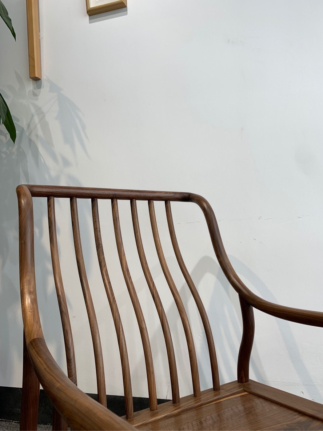 Solid sort valnøddetræ gyngestol, Mid Century Modern sort valnød stol, spisestuestol