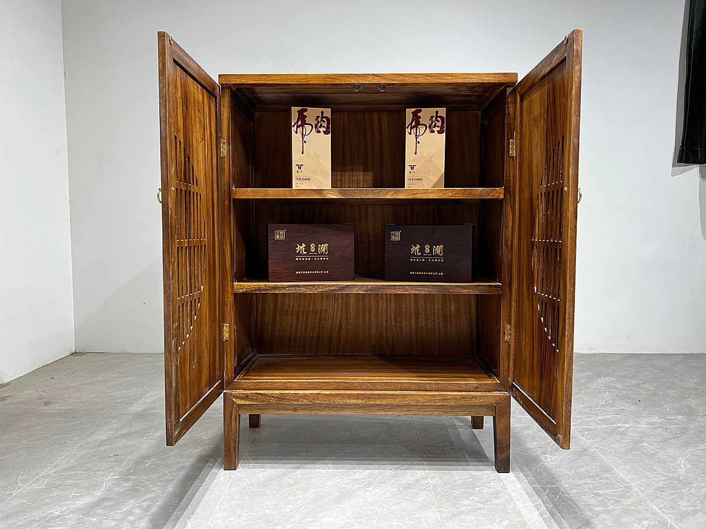 Luxury Handmade big cabinet, Cedar Storage Cabinet, walnut wood, Each piece different, depend on texture o vintage cabinetf wood - SlabstudioHongKong