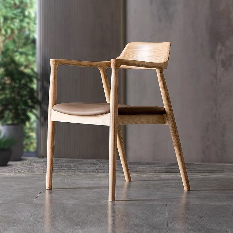 Chaise moderne du milieu du siècle en bois de frêne blanc, chaise confortable,