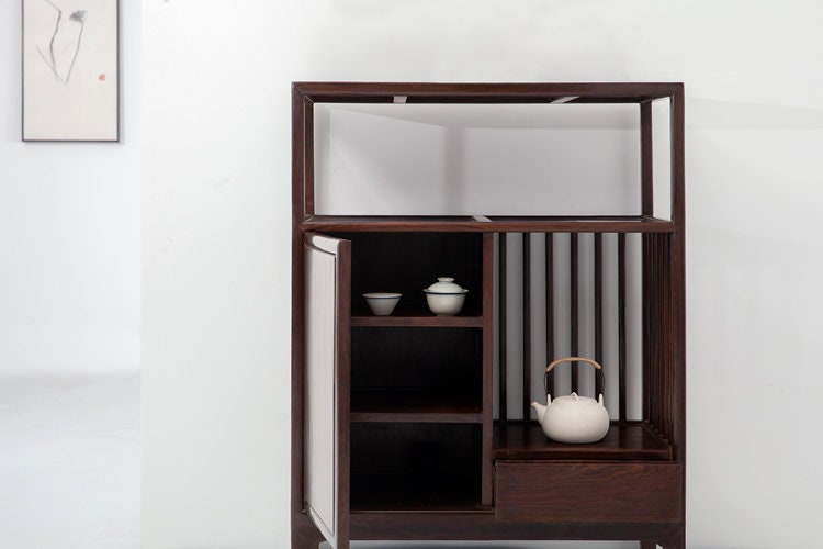 Modern Rustic Freestanding Floor Cabinet, Storage Shelves wood Vertical Organizer, Cabinet Pulls Drawers Cupboard, sidetable, sideboard - SlabstudioHongKong