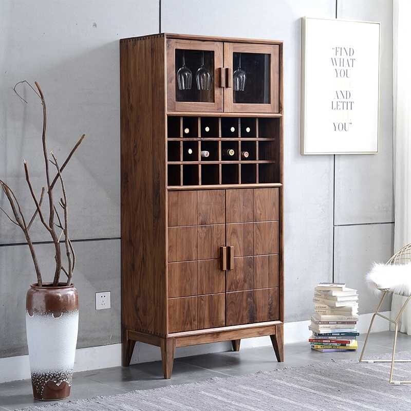 Liquor Cabinet, wine cabinet, Black walnut drawer cabinet, high cabinet - SlabstudioHongKong