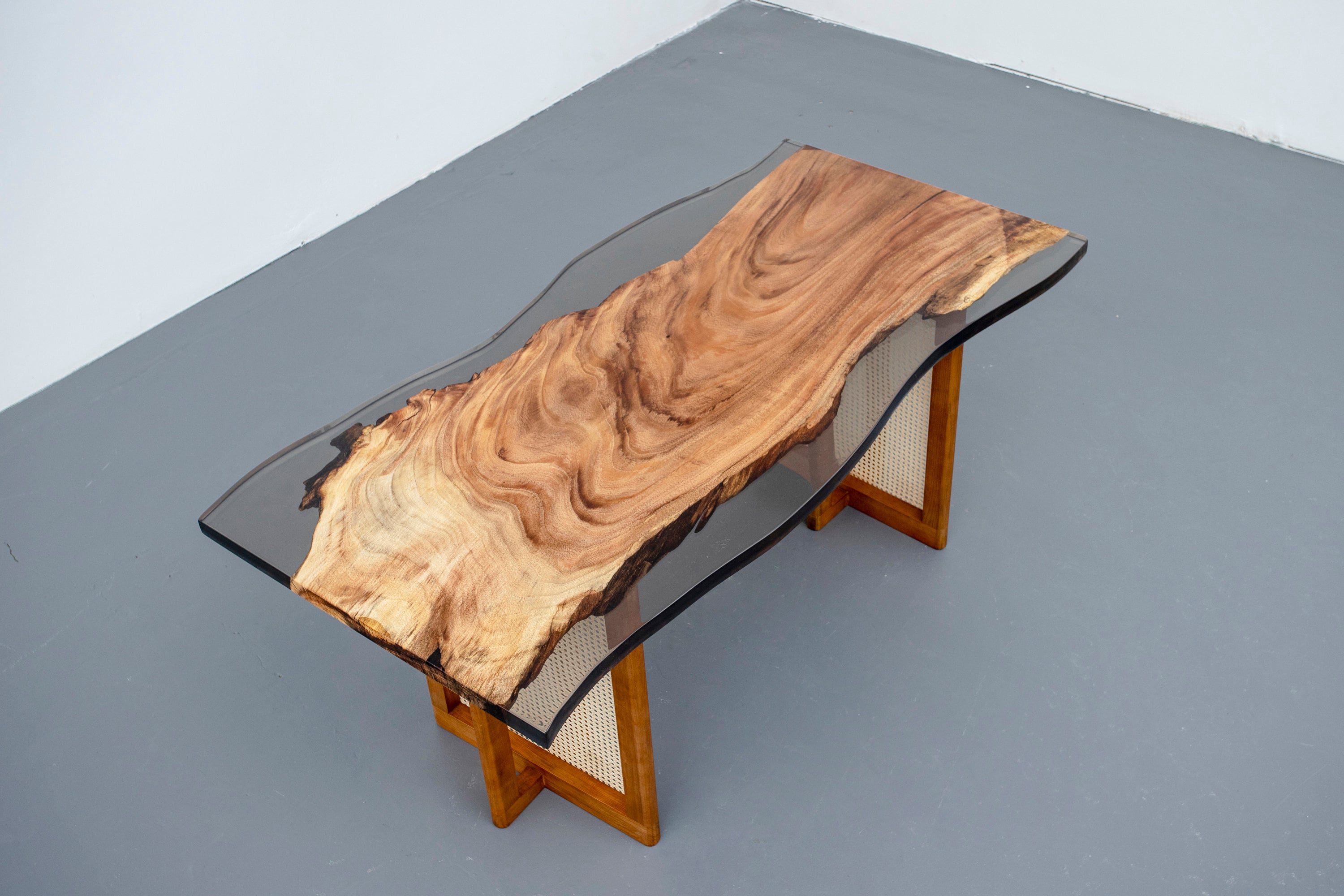 wooden table, walnut table, one piece walnut epoxy table,