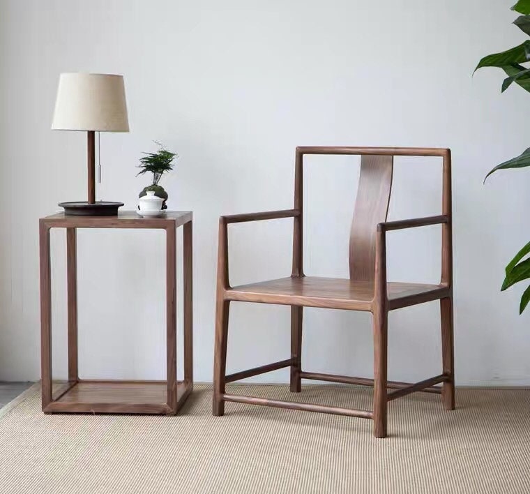 Cadeiras de jantar artesanais exclusivas feitas de nogueira preta maciça, cadeira de mesa, cadeira de madeira