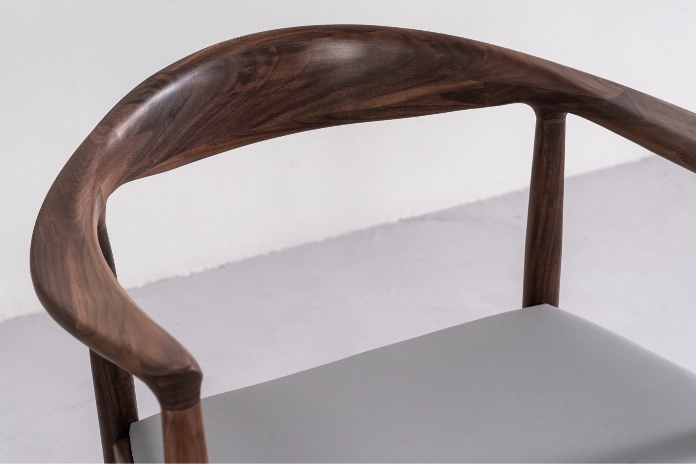 Mid Century Modern solid sort valnød Stol, læder Vintage stol, Spisestuestol, Spisestuestol