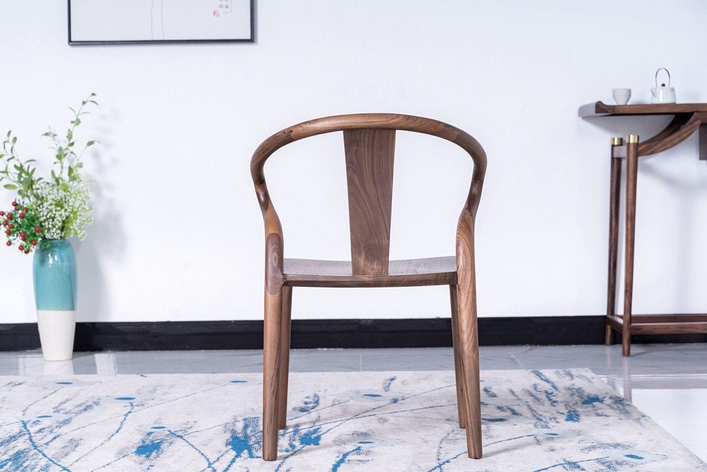 Ieleboustull, personaliséiert ze maachen, schwaarze Walnuss Héich Qualitéitsstull, Mid Century Modern Chair