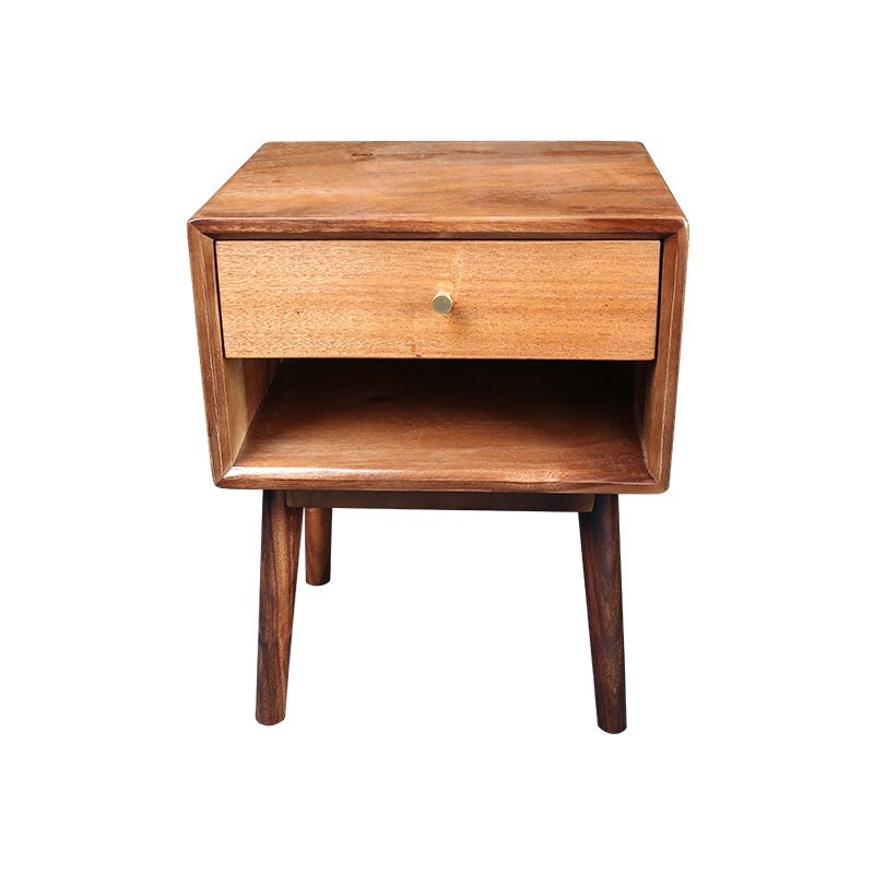 Wood Nightstand Bedside Table for Bedroom, 1 drawer, simple design, walnut nightstand, - SlabstudioHongKong