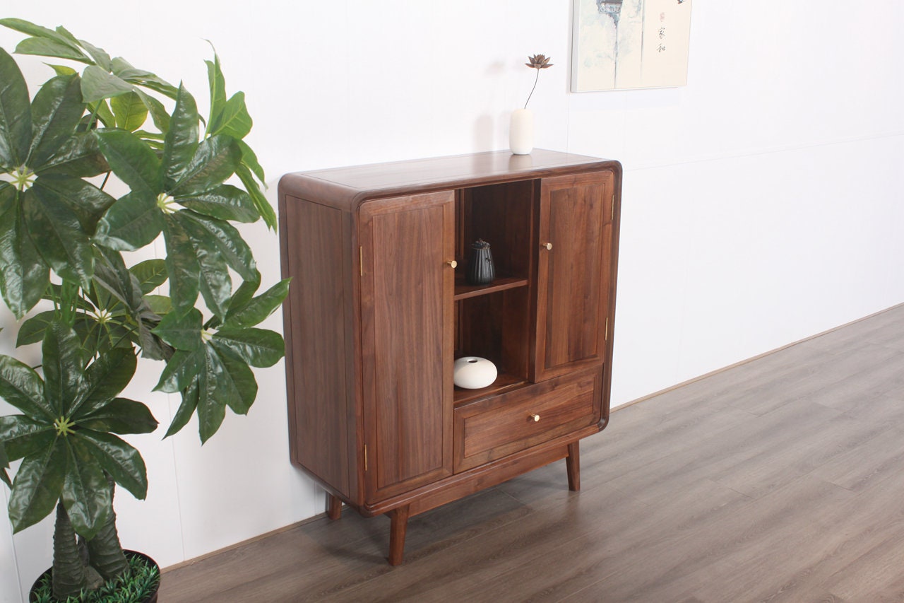 Record Storage Cabinet, 2-drawer, black walnut wood, wood cabinet, wood filing cabinet - SlabstudioHongKong
