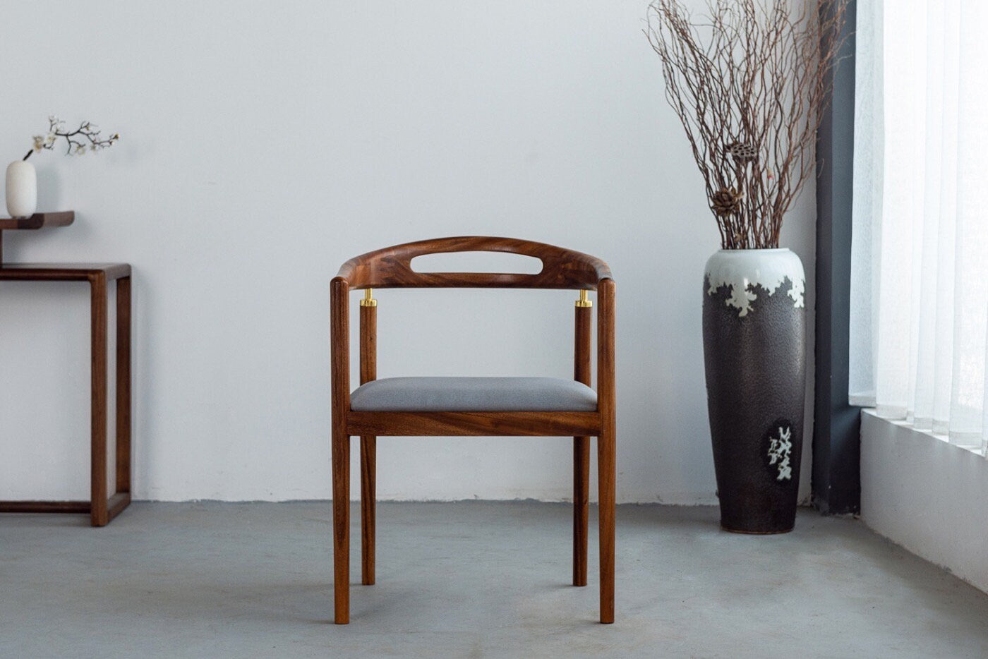 special design chair, leather wood chair, leather chair, wood chair, walnut chair